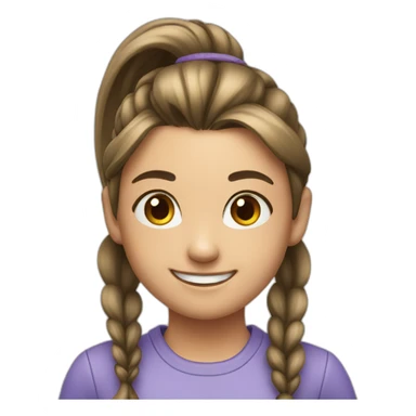 A smiling girl with a ponytail sticker