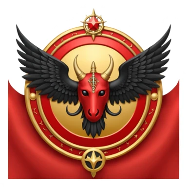 Holy Emblem with black wings and horn and red tetragrammaton in the middle sticker