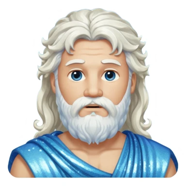 Aquilo, God of Winter Roman Deities with long white wavy hair and beard, ice blue sequin toga sticker