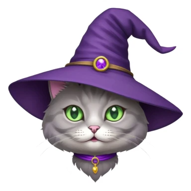 half cat wear purple wicth hat sticker