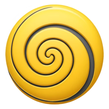 Gray sphere with black scribble and yellow spiral . sticker