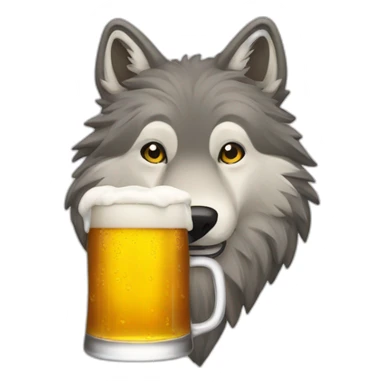 Un loup qui bois une bière sticker