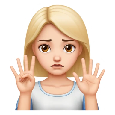 annoyed girl with stop hand gesture sticker