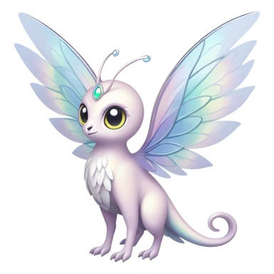  Iridescent white pale wings-ears, fairy-like-fakemon-creature  sticker