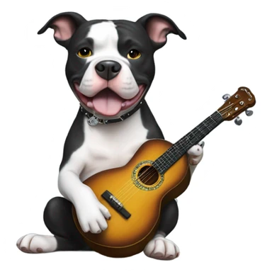 Black and white Pitbull playing banjo sticker