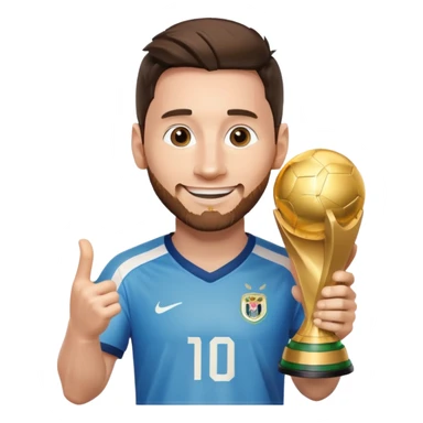 Messi holding the world cup trophy sticker