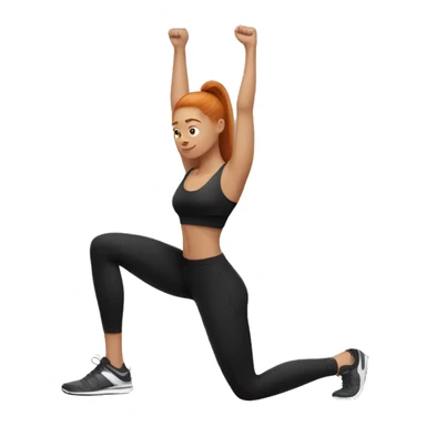 Ginger straight hair girl in black gym fit stretching  sticker