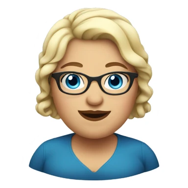 fat woman happy blue eyes glasses sticker