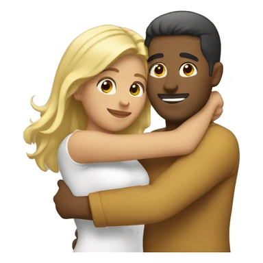 Blond man and hispanic woman hug each other sticker