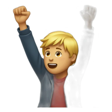raising arms with a desperate face sticker
