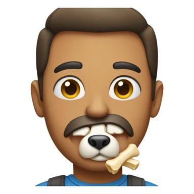 Guy with half a dog bone in his mouth sticker