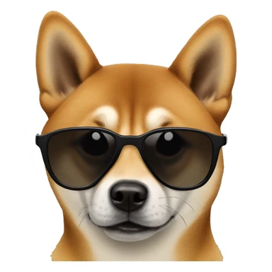 Brown and black shiba inu with black smoked sunglasses sticker