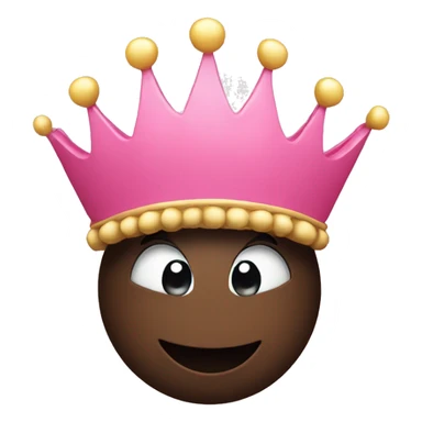 Black emoji face smiling with a crown and pink hearts  sticker