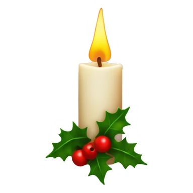 A glowing candle surrounded by holly and berries sticker