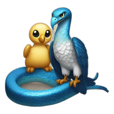 blue snake and eagle in love sticker