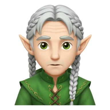 braid silver hair man elf, green cloth sticker