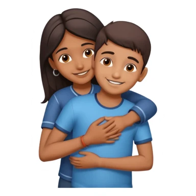 indian boy hugging indian girl from behind... boys hand down near navel of girl sticker