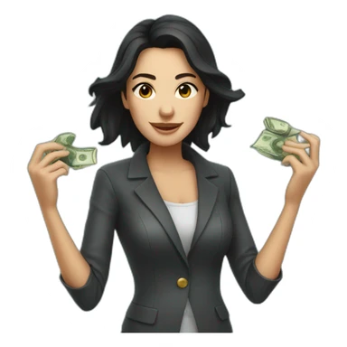 dark haired woman raining money sticker