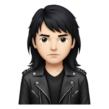 Joey Belladonna with long jet black hair, black sequin outfit  sticker