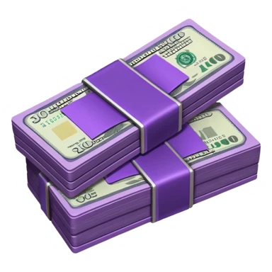 billetes en 3d morado oscuro en png sticker
