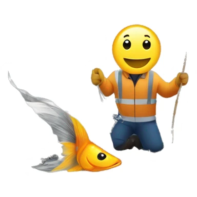  Catching fish from a pothole on the roadside  sticker