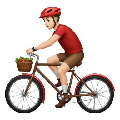 guy riding a bike but the bike is a 🥩 emoji with wheels  sticker