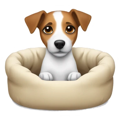 Jackrussell comfy in dog bed sticker