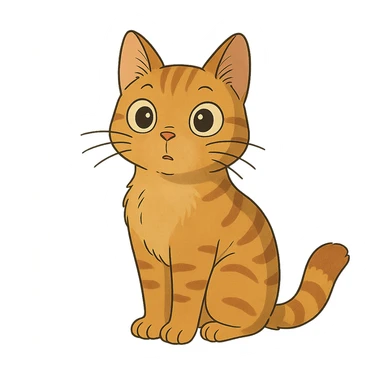 a curious cat with big eyes, ghibli style, cute, expressive sticker