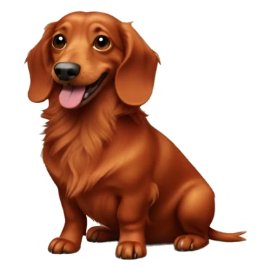 Smiling Fat Miniature all red long haired dachshund whole body scruffy sticker