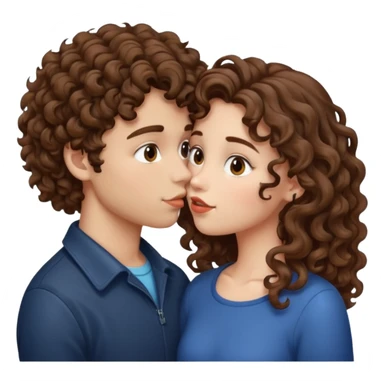A girl with curly hair and a boy with wavy hair kiss sticker