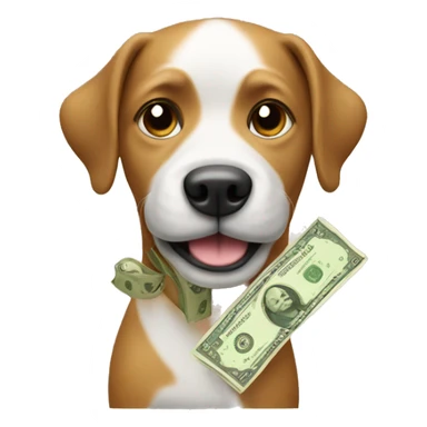 Dog with money sticker