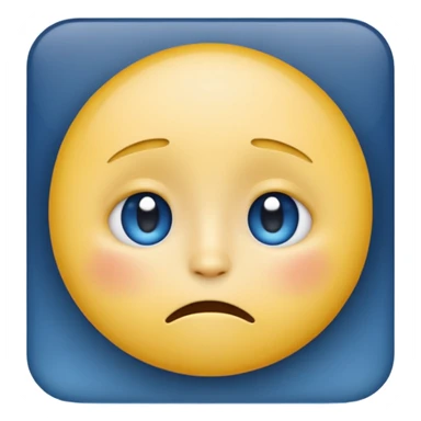 classic round yellow emoji face, iOS/Apple-style, emotional despair, upper half shaded with dark blue gradient, large round eyes, straight mouth, cute and emoji-like sticker
