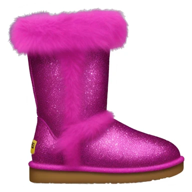 Realistic magenta glitter and fur Ugg boots. sticker