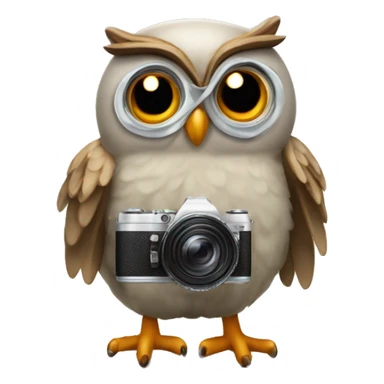 Un hibou avec un appareil photo sticker