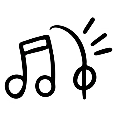 music icon, hand drawn black outlined style sticker