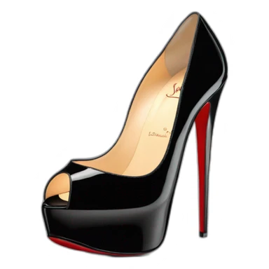 Louboutin Black patent Leather Lady Peep Toe Platform sticker