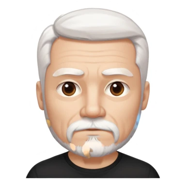 White haired muscled adult man with a black t-shirt. He has white beard with a short goatee. Dark brown eyes and some wrinkles. sticker