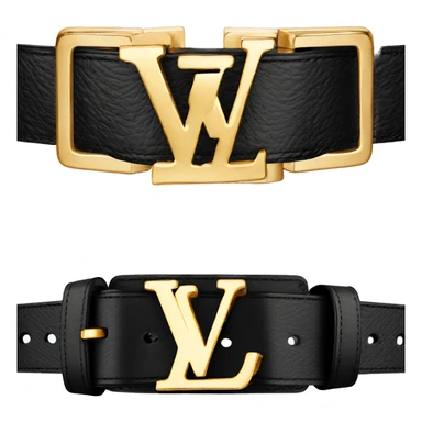 Luxury Black Louis Vuitton belt with Gold buckle sticker