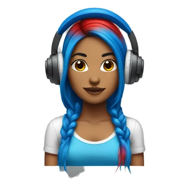 Latina with headphones blue and red split dye hair sticker