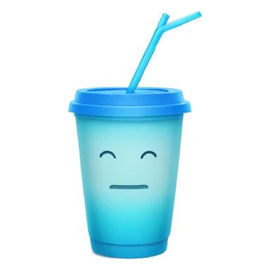 blue water cup with short blue straw and blue lid sticker