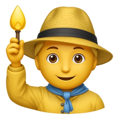 Un emoji rond jaune qui sourit avec un capeau de poète sticker