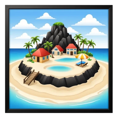 island  with a beach and infrastructure  sticker