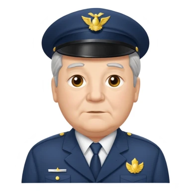 Older Male: gray hair at sides, slight wrinkles, wearing uniform, lightly obesity sticker