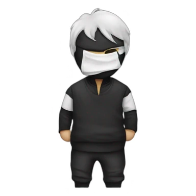 thief wearing a black and white shirt with a black mask sticker