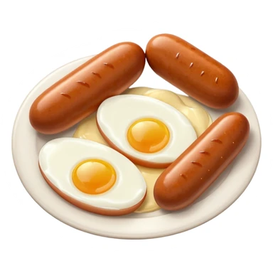 Two boiled eggs and two breakfast sausage restaurant style sticker