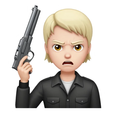 create a emoji where a mad/sad person is holding a gun to their head sticker