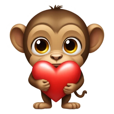 monkey carries big heart sticker