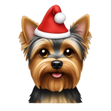 yorkie dog wearing Santa hat sticker
