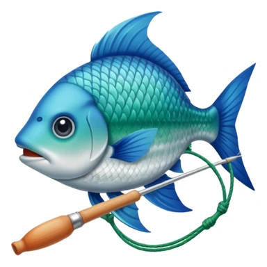poisson avec canne à pêche sticker