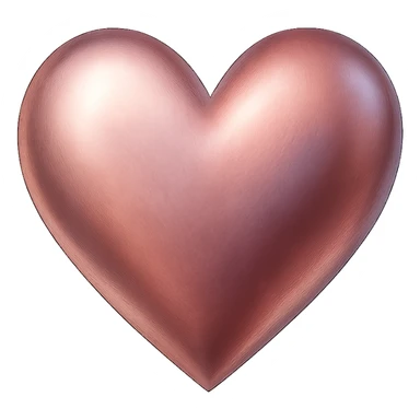 heart with a metallic blush finish, digital illustration, no background sticker